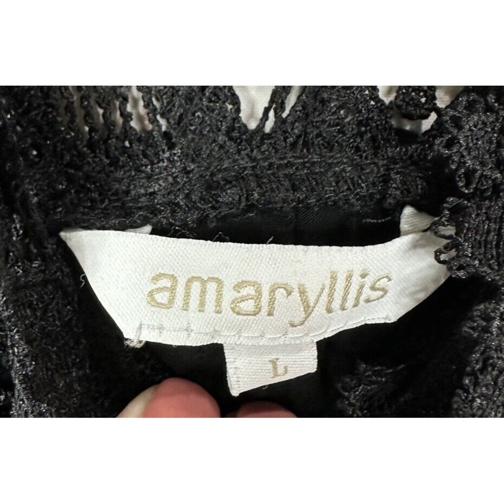 Amaryllis black whimsy goth witchy black long sleeve shirt blouse sz L GUC modal - Picture 2 of 6